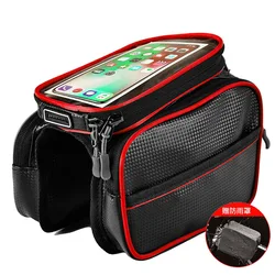 Bicycle Bag Large Capacity Touch Screen Handlebar Front Tube Waterproof Phone Bag For Road Bike Riding Equipment Accessories