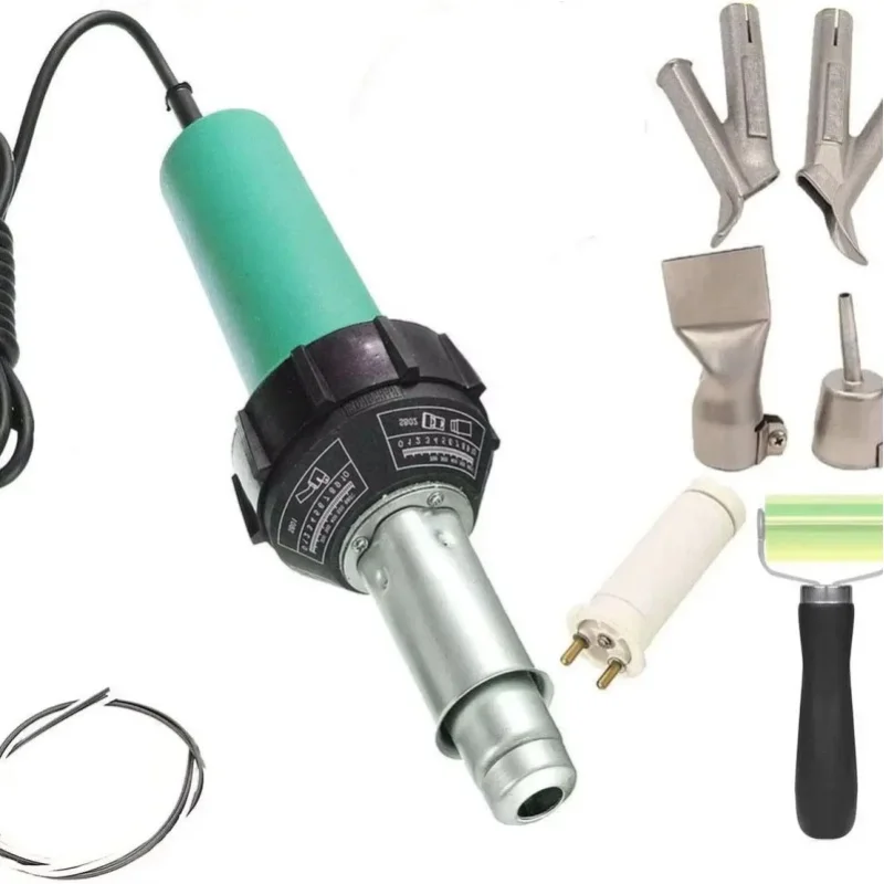Pistolet do spawania plastiku o dużej mocy 1600W, 220V, ręczna dmuchawa gorącego powietrza, spawarka termiczna, wielofunkcyjna maszyna do spawania plastiku z wieloma dyszami do PP, PVC, naprawy — 2