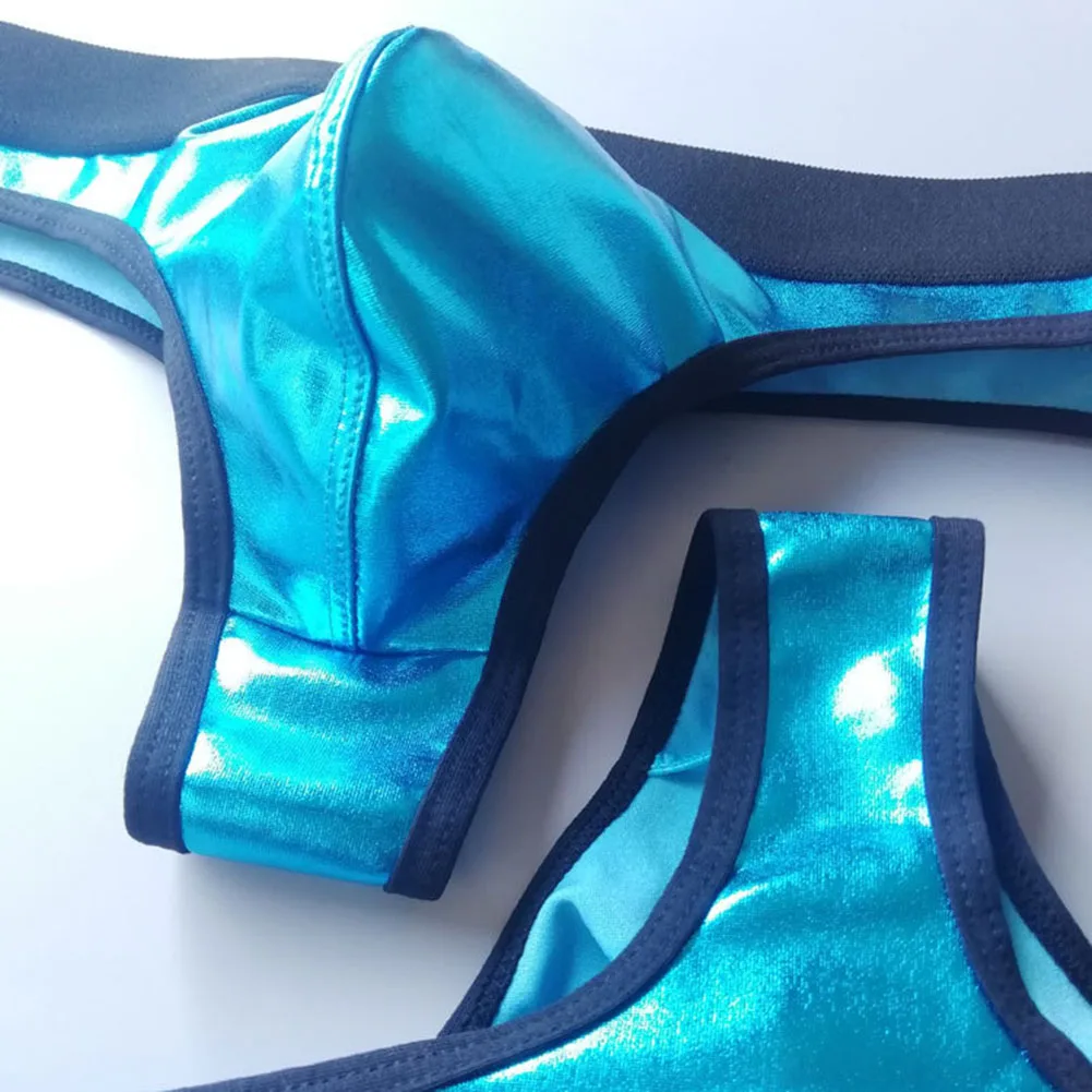 

Men's Thongs G-String Lacquer Leather Breathable Underwear Gay Sissy Pouch Underpants Erotic Panties Low Rise Lingerie Trunks