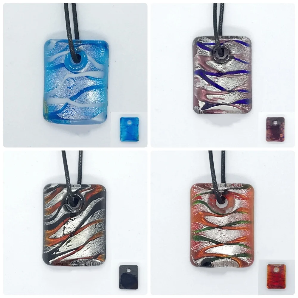 Pendentif carré en verre de Murano fait à la main, collier de chandail adapté, bijoux cadeaux, nouveau, offre spéciale