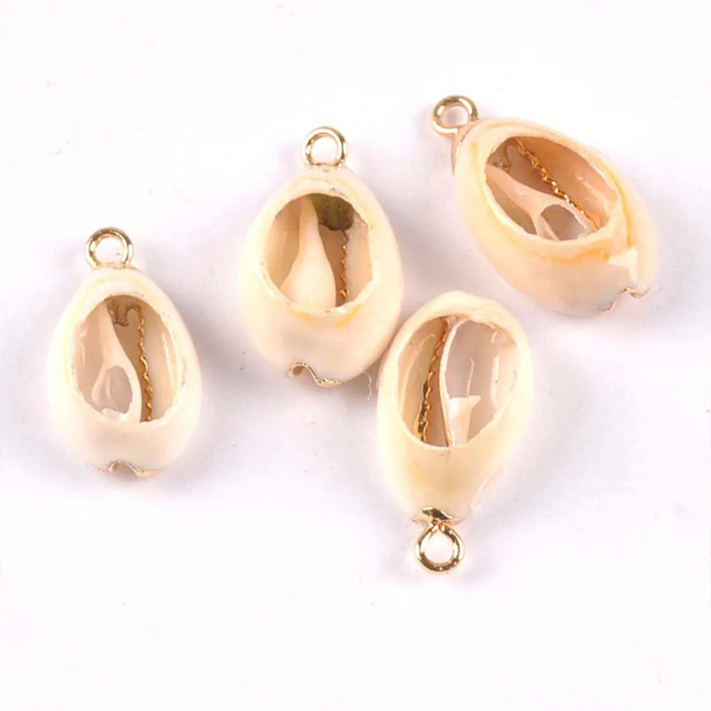 

10Pcs DIY Shell Pendant Charms Conch Charms Bracelet Diy Making Accessories for Necklace Jewelry Earring (White Golden)