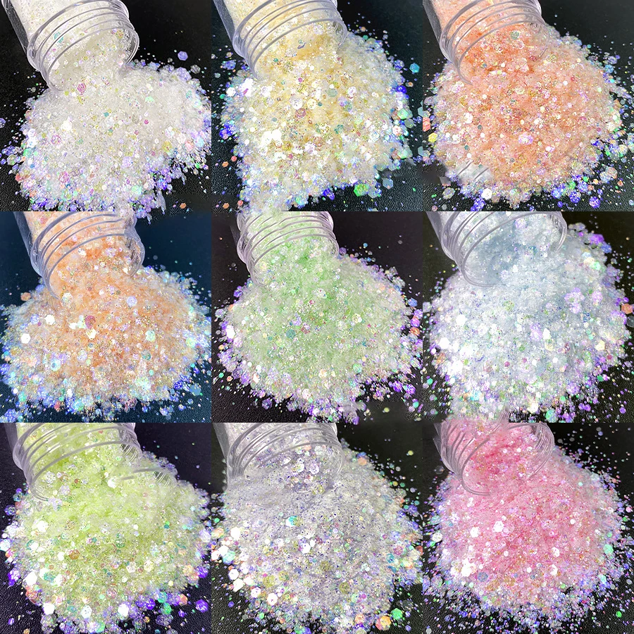 1kg Wholesale Glitter Sequins Shiny Super Gloss Crystal Clear Ice Glitter For Nail Art Tumbler Cup Ins Nail Flakes Sequins