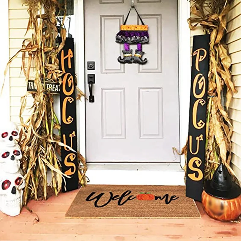 ฮาโลวีนหัวฟักทองพรมประตูฮาโลวีนพรมเช็ดเท้าพรมยินดีต้อนรับสู่บ้านพรมกันลื่นด้านล่างในร่มกลางแจ้งพรม