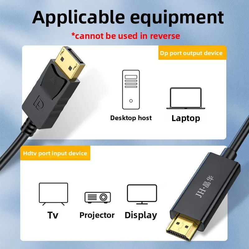 Jinghua الشركة المصنعة Dp إلى Hdmi كابل 4K * 2K تحويل كابل المضيف متصل بشاشة تلفزيون الكمبيوتر DP إلى كابل HDMI