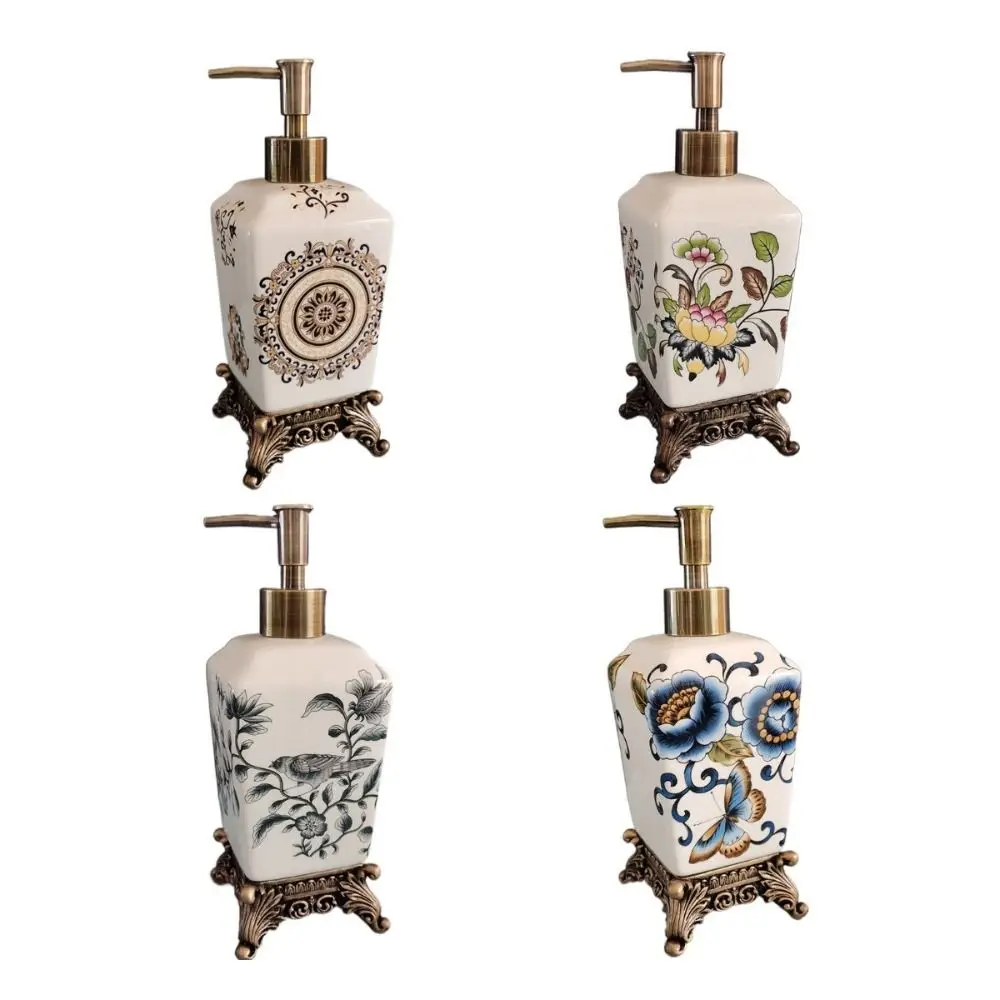 Ceramic Ceramic Soap Dispenser European Style Creative Vintage Lotion Bottle with Flower Pattern Shower Gel