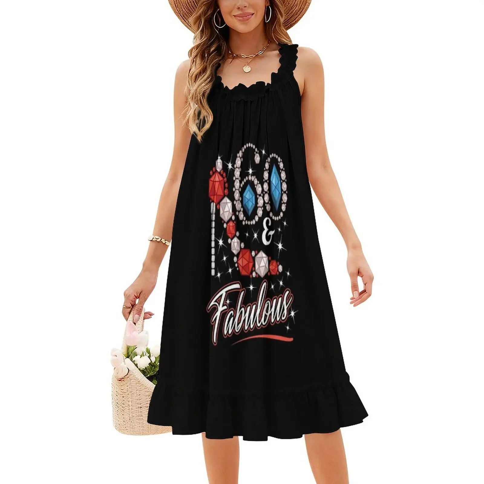 60th aniversário feminino salto alto impresso presente feminino elegante vestido de festa a linha vestido com opções curto/longo/sem mangas vintage