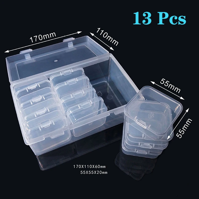 

13pcs Plastic Box Container Screw Holder Case Practical Compartment Jewelry Earring Display Case Plastic Organizer Beads Boxes