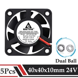 Gdstime 소형 DC 스마트 팬, 볼 베어링, 4010 PC 케이스 쿨러, 고품질, 5 피스, 24V, 40x40x10mm, 4cm