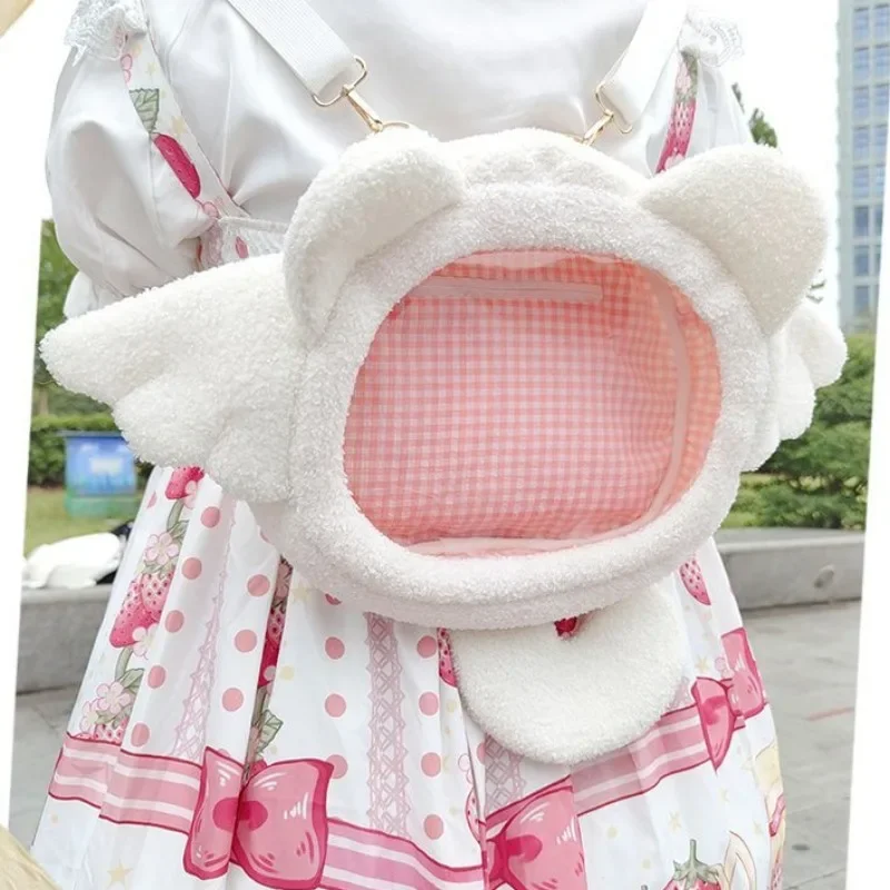 Xiuya Cute Plush Womens Backpack Demons Angel Cartoon Fashion Small Backpack Lolita Jk Transparent New Designer Ladies Ita Bag