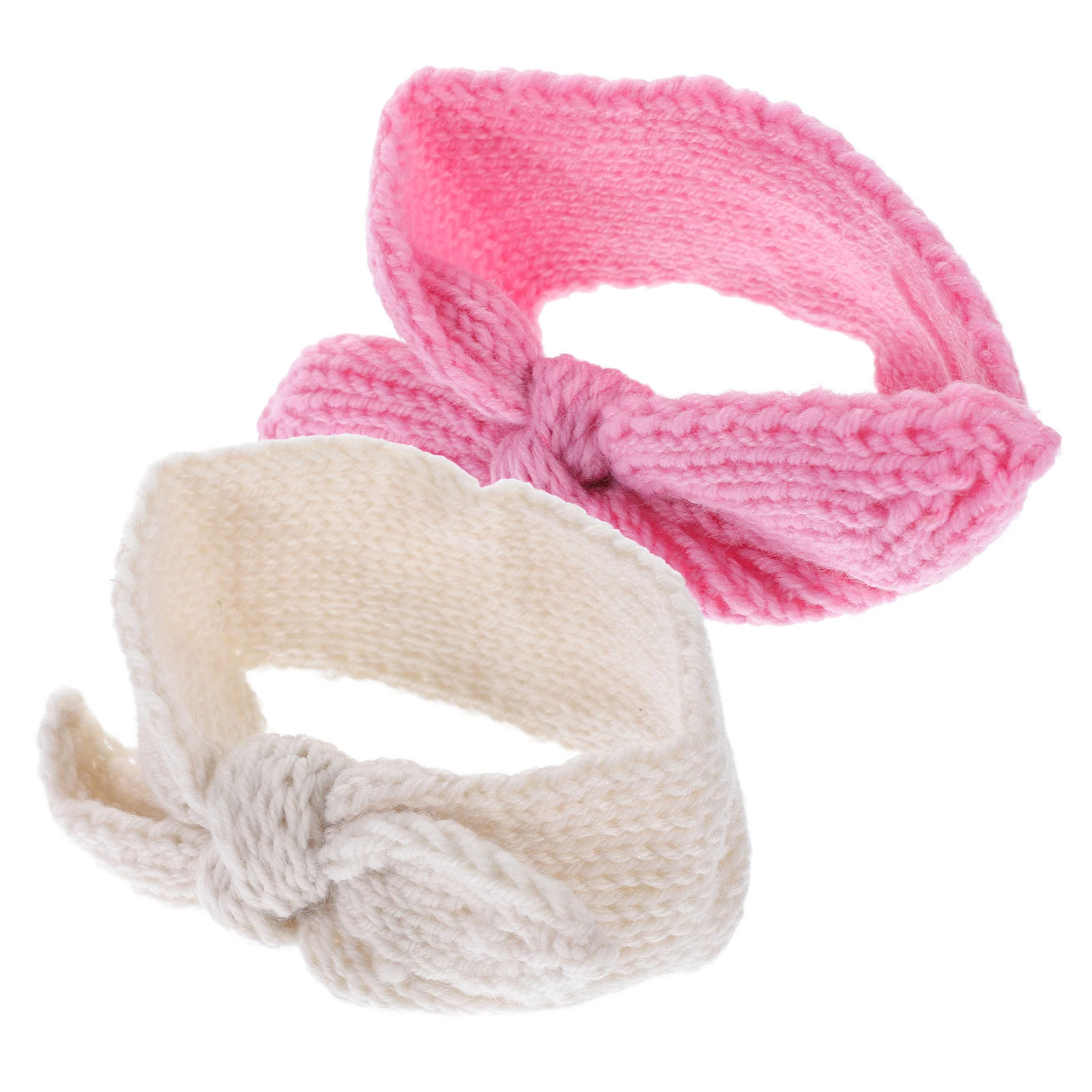 

2pcs Baby Girl Headband Newborn Toddler Knit Bow Headbands Pink Beige Hair Accessories for Girls Party Headdress