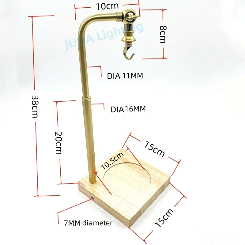 Tea Table Metal Lamp Stand Wooden Incense Wood Base Hardware Fittings Iron Copper Color Bent Tube Lamp Base Lighting Accessories