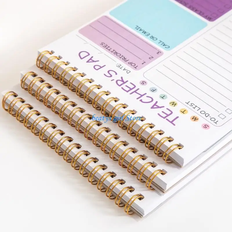 C7AB Teacher Academic Journal Notebook Twin Coil Binding Daily Planner with 52 Sheets