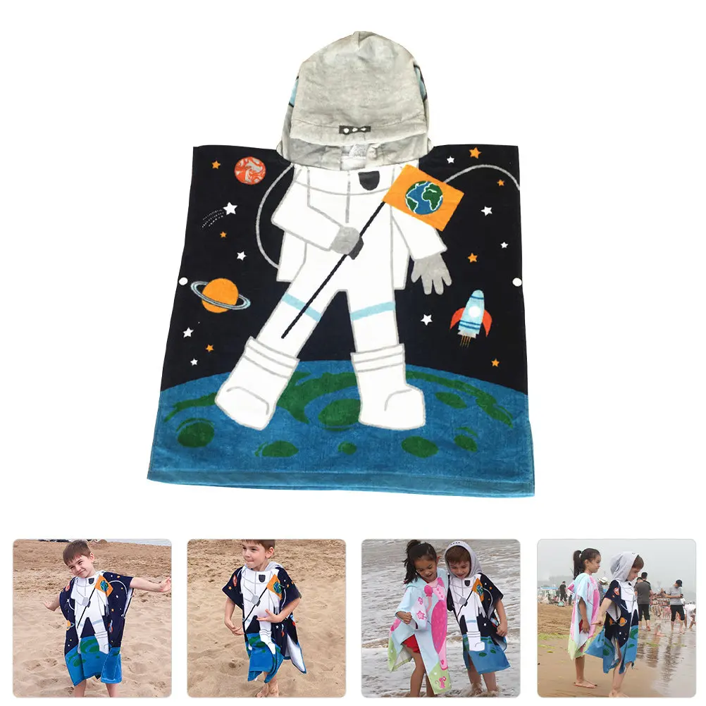 Hooded Bath Cape Kids Pure Cotton Cartoon Pattern Breathable Water Absorbing Household Bath Towel Bathrobe Children Cloak