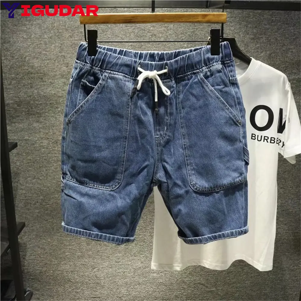 

Fashion Brand Men Jeans Shorts Hole 2023Streetwear Harajuku Slim Straight Denim Shorts Summer Casual Baggy Ripped Jeans for men