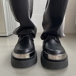 Luxury Original Design 2024 S/s Fashion Week Model Catwalk Style Leather Shoes For Men's Hombre Black Height increasing Shoes
