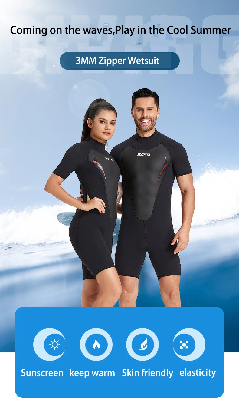 Shorty-Neoprenanzug für Männer und Frauen, 3 mm/1,5 mm, Neoprenanzug zum Tauchen, Surfen, Schwimmen, Wassersport, Neopren, Speerfischen, einteilige Neoprenanzüge – Detail 1