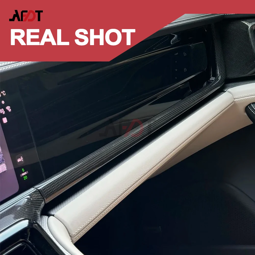 LHD لـ 2024-2026 بورش باناميرا 972 GTS 4S Turbo S E-Hybrid ألياف الكربون الحقيقية عادي نسج 4 قطعة لوحة القيادة شاشة الديكور #5