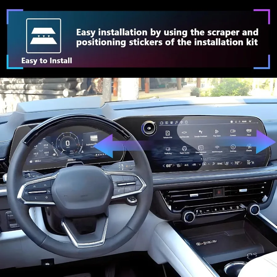 [UPDATED 4PCS for 2025 Chevy Tahoe Suburban Screen Protector [GPS 17.7 in+Dash 11 in] 2025 Tahoe [Navigation+Instrument] Screen