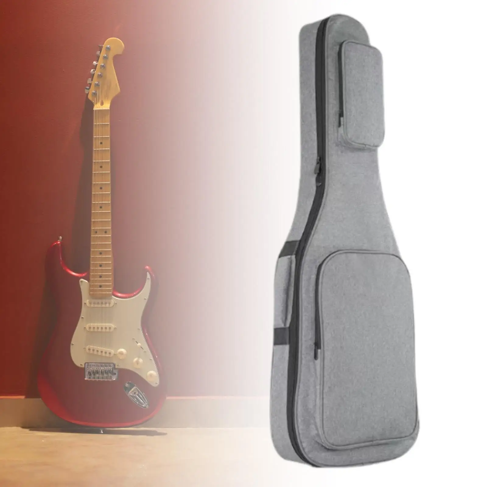 Сумка для гитары с регулируемыми плечевыми ремнями Футляр для переноски акустической гитары серого цвета