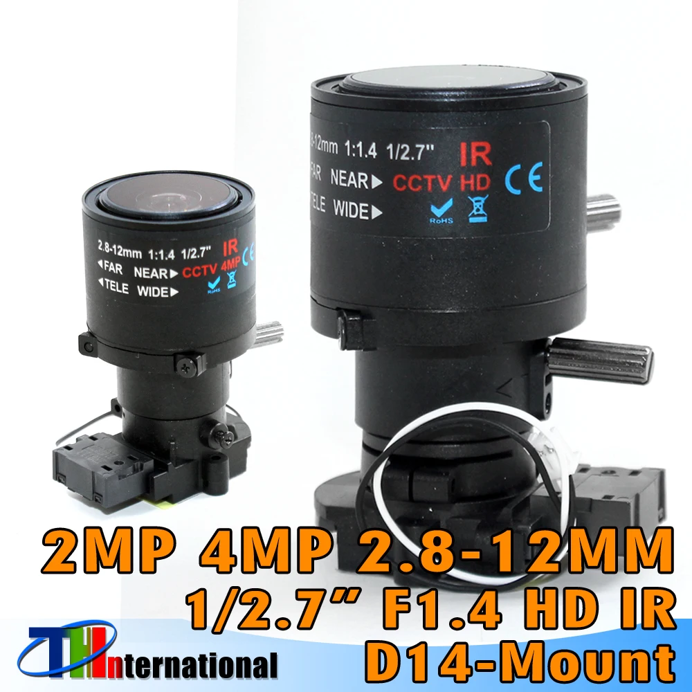 2MP 4MP 8MP 1/2.7 "obiektyw 2.8-12mm f1. 4 D14 ręczne mocowanie soczewka powiększająca + 5MP IR cięcie dla kamera AHD bezpieczeństwa CCTV