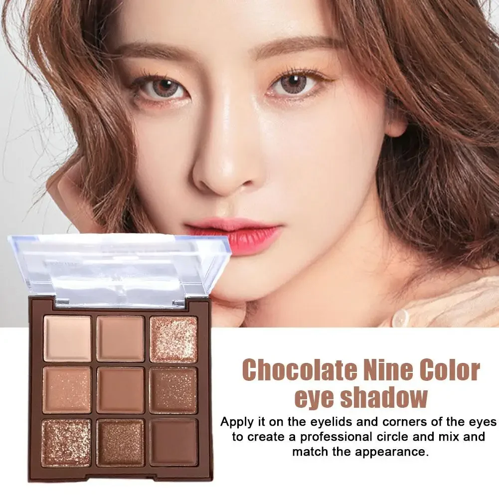 

Heallor Chocolate Warm Brown Eye Shadow 9 Color Affordable Matte Pearl Shadow Eye Color Makeup Orange Brown Eye Flash Plate Eart