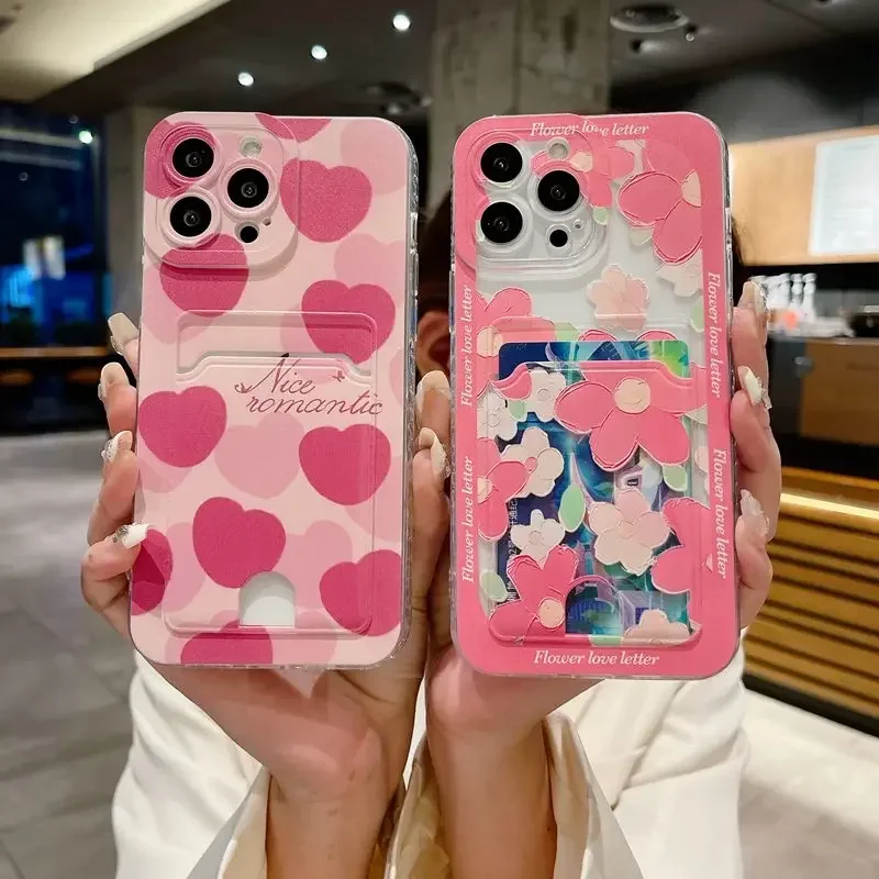 Capa de Cartão Flor Coração Rosa, Capa para Tecon Spark 5, 6 Air, 7, 8, 9, 10, 20 Pro Plus, 7T, 8T, 8C, 10C, 20C, camon 30, 20, 19, 17 pro, 18T, 18P