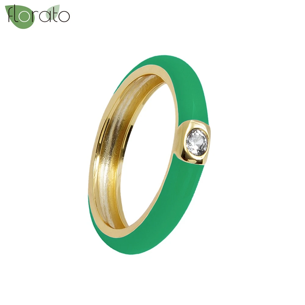 Premium Gold Überzogene Bunte Emaille Engagement Ringe für Frauen Mode Hochzeit Luxus Schmuck Party frauen Zubehör