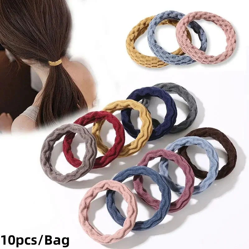 Girls Children 10pcs/Bag Seamless Hair Ties Colorful Hair Ropes High Elastic Head Rope Towel Rings Teen Pongtail Holder Hairband