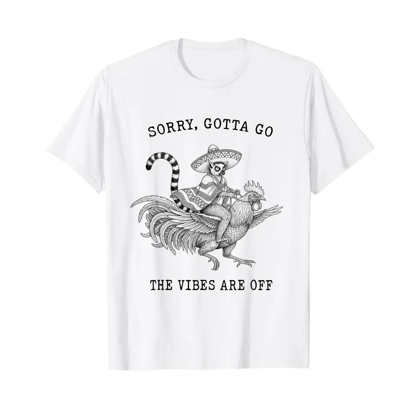Lemur reitet Hühnchen Sorry, ich muss los, Vibes sind aus dem Meme T-Shirt Vintage Washed Unisex Soft Homme Top für den Alltag
