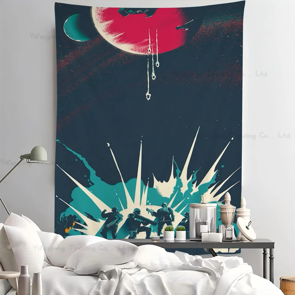 Helldiver Tapestry Art Printing Japanese Wall Tapestry Anime Wall Hanging Home Decor