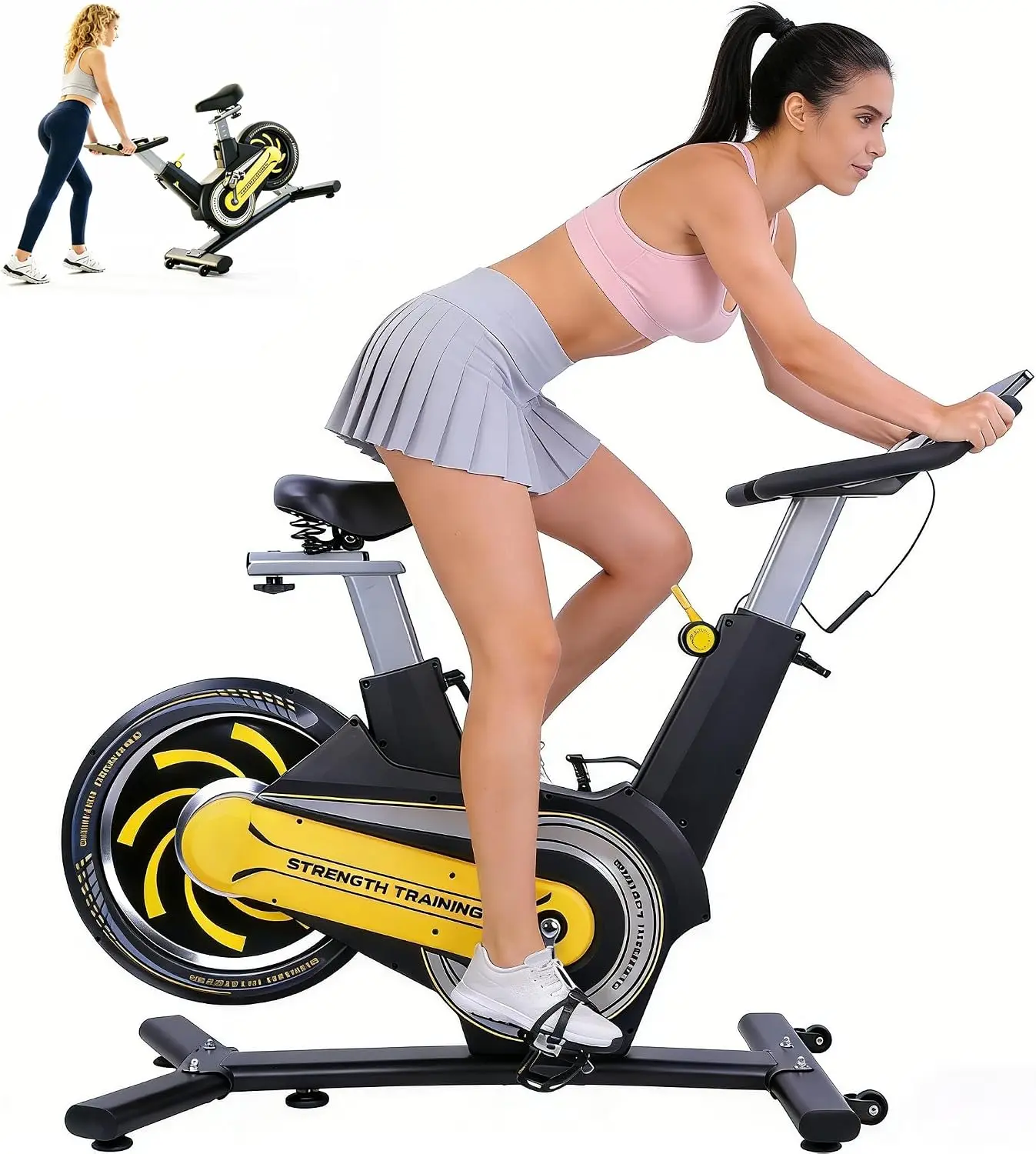 Exercise Bike Brake Pad Stationary Bike For Home Magnetic Resistance Indoor Cycling Bike 7-level Resistance Adjustment, 350 Lb Weight Capacity (tablet Holder Included)