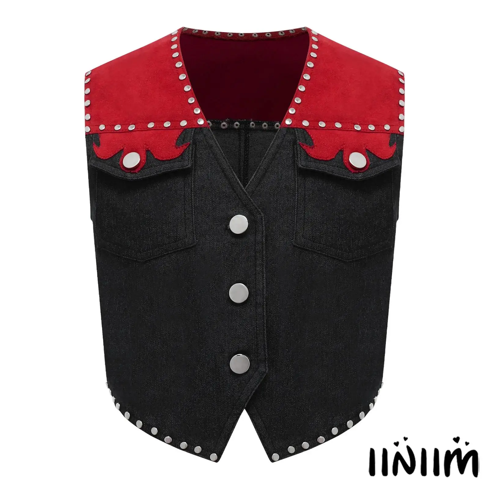 

Authentic Western Cowboy Vest for Kids with Fringe Details And Denim Fabric Perfect for Halloween And Role Play Costumes