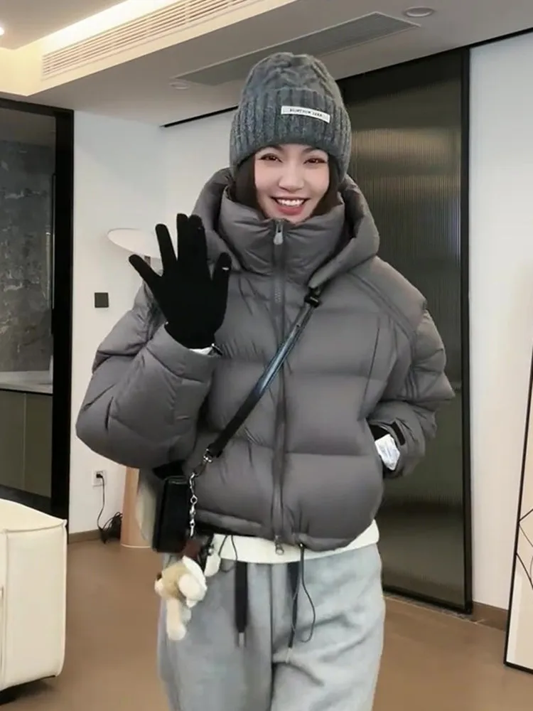 

Kendall Jenner Inspired Women's Thickened White Duck down Hooded Jacket Spring New Style Korean Loose Short Coat Warmth