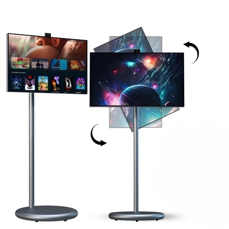 27 32 Inch Gray 6Gb+128Gb Tablet Pc On Wheels Movable Charging Lcd Display Built In  Speaker Android 13 Mobile Smart Tv