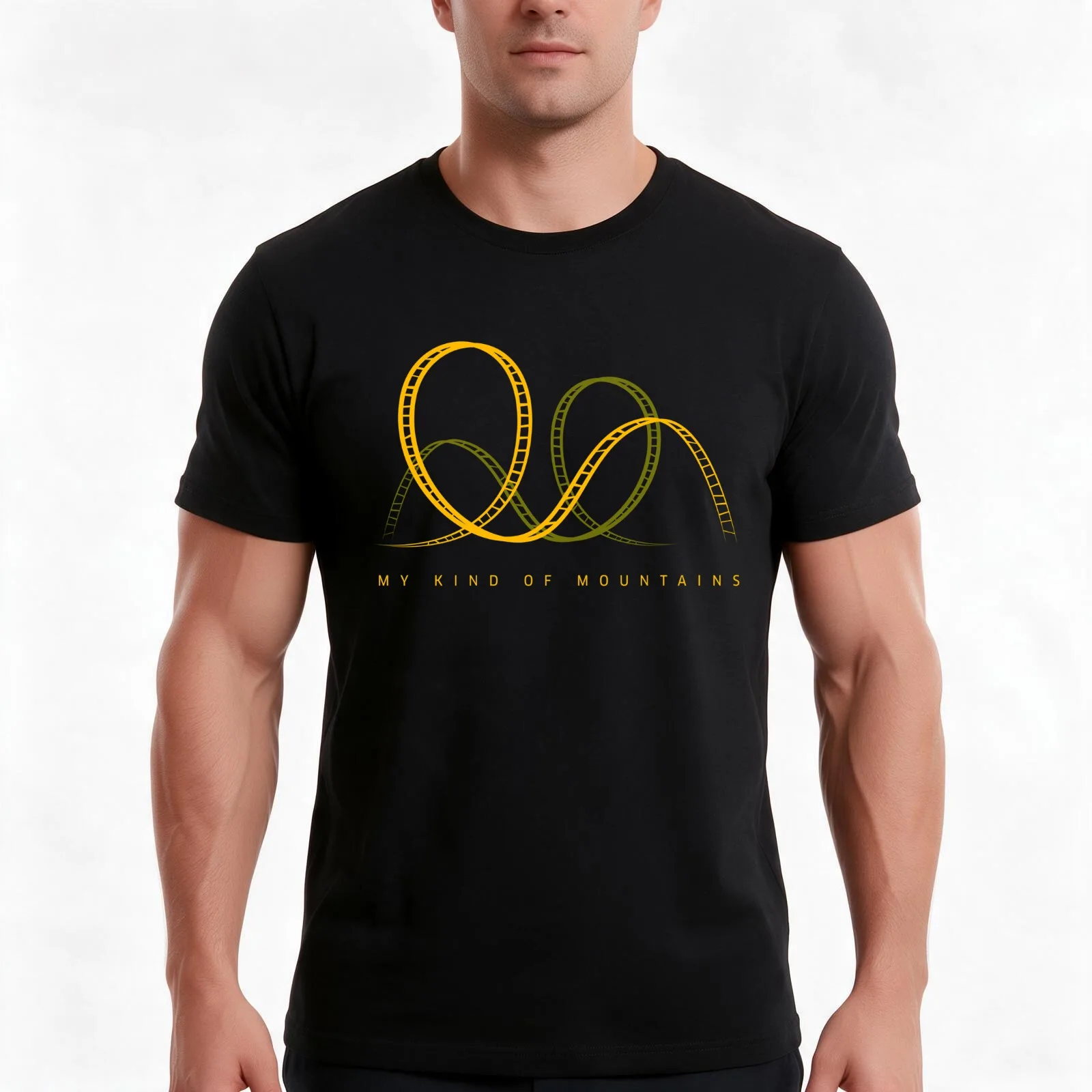 My Kind Of Mountains Roller Coaster Yellow Design T-Shirt Summer Casual Cotton Tee Oversized Streetwear Tops Unisex Men Women