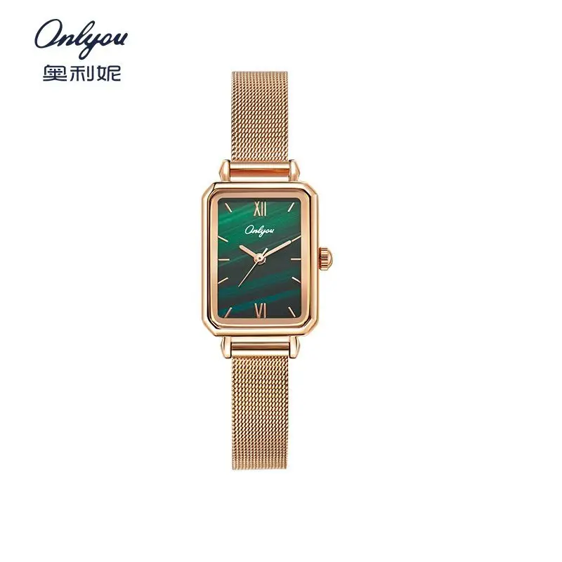 2025 Hot Selling ONLYOU Brand Genuine Leather Strap Women's Watch Luxury Gift Quartz Watch Simple Fashion Student Square Watch