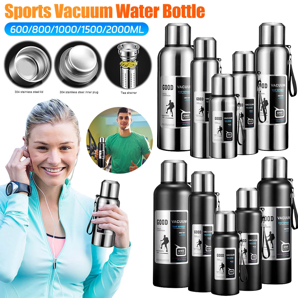 

600-2000ml Water Bottle Stainless Steel Tea Coffee Cold and Hot Thermal Thermos Outdoor Portable Insulation Tumbler Bottle