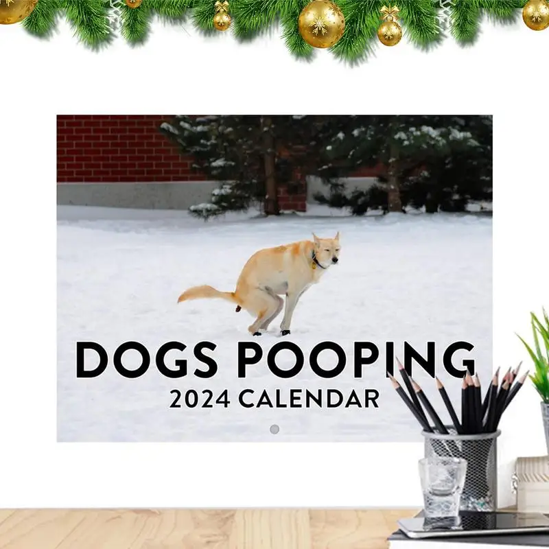 

2024 Dog Calendar Monthly Cute Pooping Puppies Art Calendar Funny Dangling Dog Calendar For Home School 12 Month Calendar For