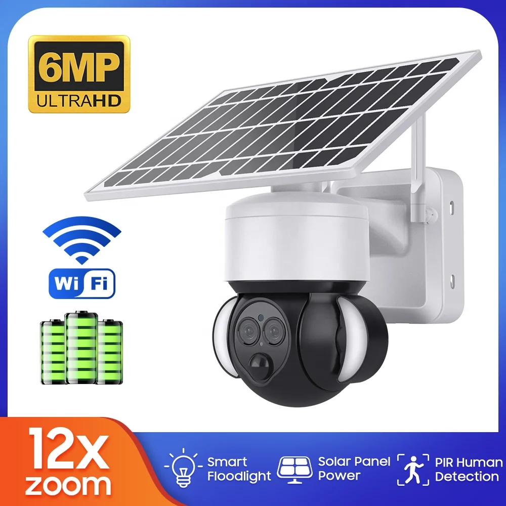 كاميرا 6MP Wifi 4G 12X زووم بصري تعمل بالطاقة الشمسية كاميرا Cctv IP عدسة مزدوجة رؤية زاوية واسعة #2