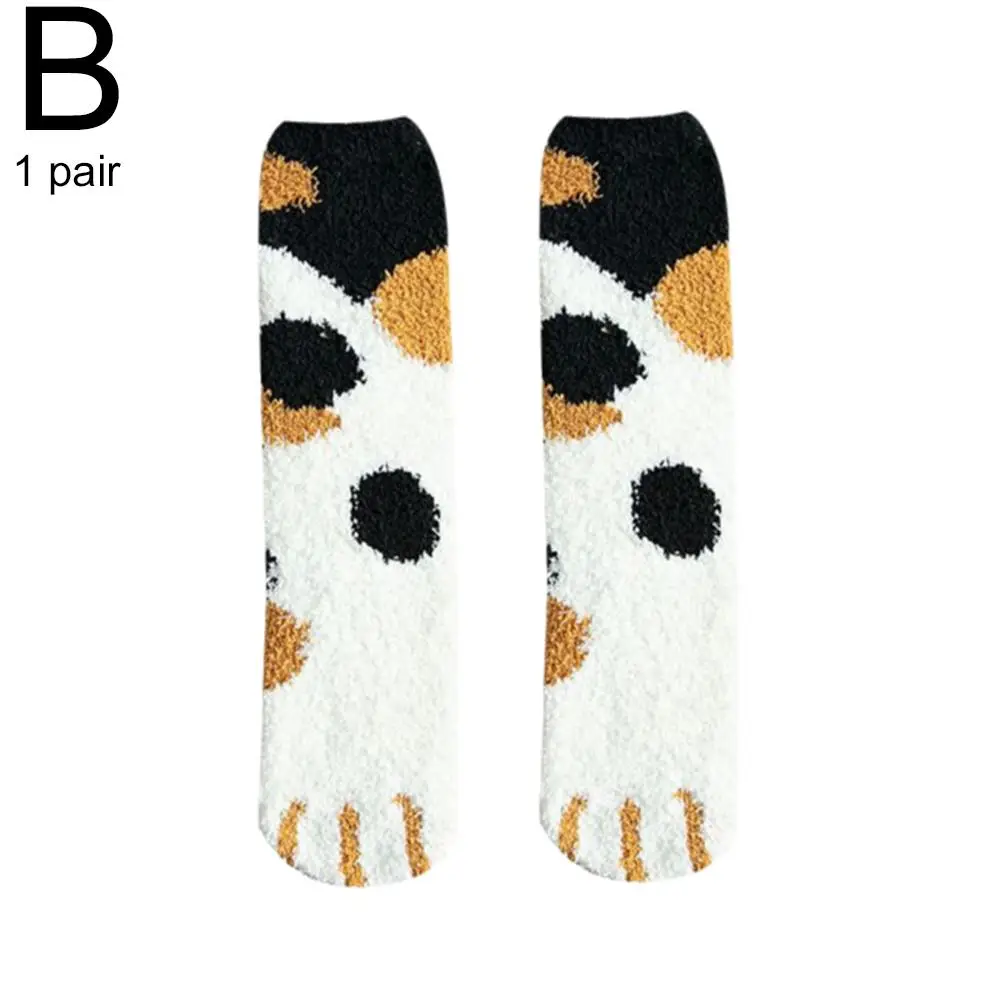 Cute Cat Paw Plush Winter Cotton Socks Kawaii Cartoon Snowfield Winter Thicken Warm Socks Sleeping Pattern Home Floor Print E5Y3