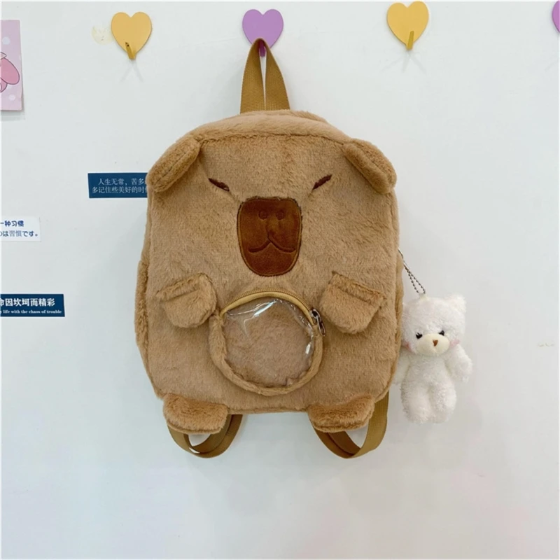 Cool Capybara Shoulder Bag Furry Capybara Mini Backpack for Photo Props