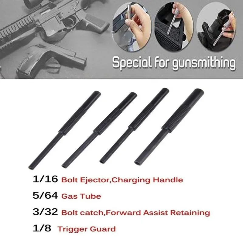 4pcs/set AR 15 Gunsmithing Armorer Steel Roll Pin Starters Pin Punch Hollow End Tool Set Kit 1/16 5/64 3/32 1/