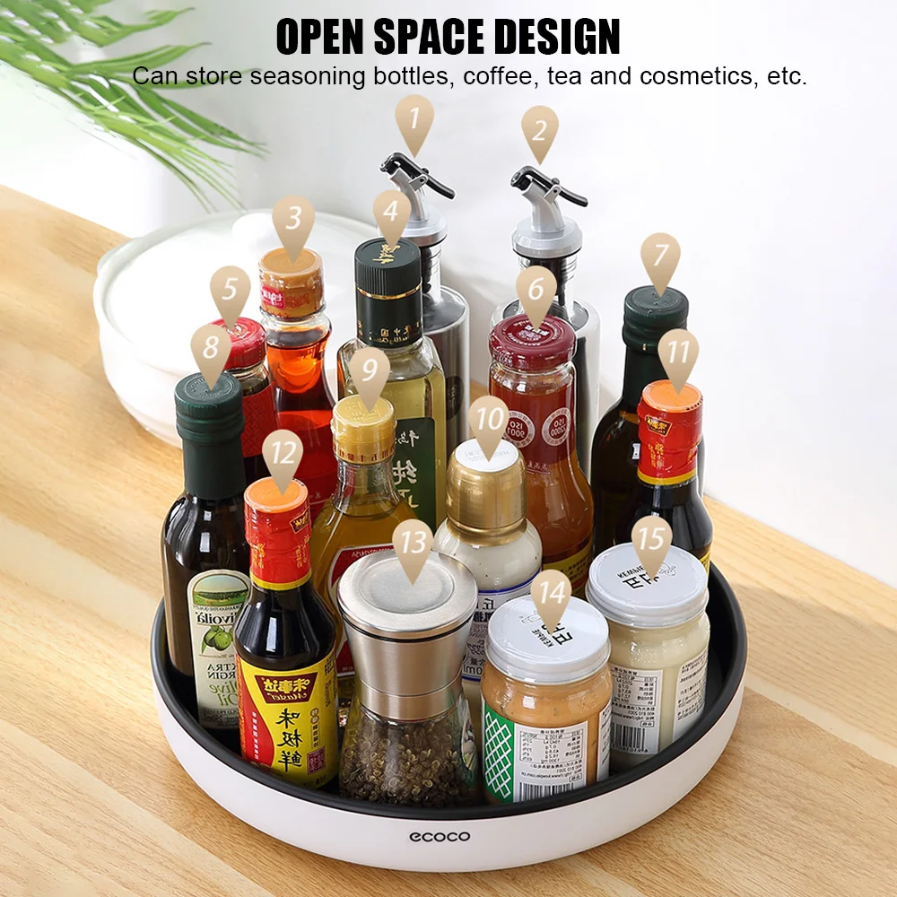 25/30CM Rotating Tray 360 Rotation Fruit Cosmetic Storage Kitchen Accessories Anti-slip Seasoning Storage Rack Multifunction