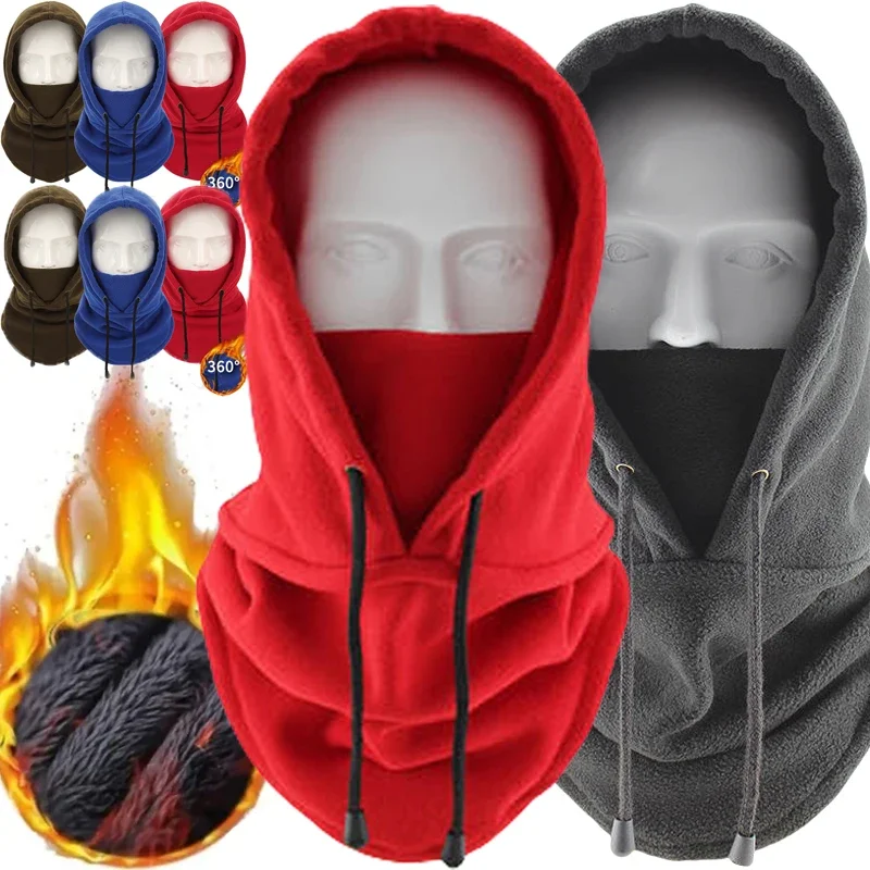 Winter Thermal Fleece Balaclava Scarf Ski Face Mask Neck Warmer Snood Hood Hat Outdoor Windproof Cold Warm Riding Cap Sports