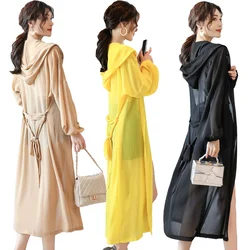 Long Sunscreen Clothes Women's Summer Thin Coat 2023 New Chiffon Sunscreen Shirt Beach Sun Protection Clothing Outside The Knee