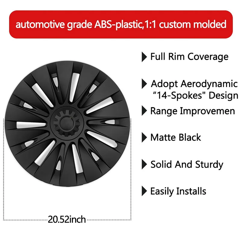 4PCS Hub Cap for Tesla Model Y 19-Inch Performance Replacement Wheel Cap Automobile Full Rim Cover Accessories 2018-2024 Hubcap