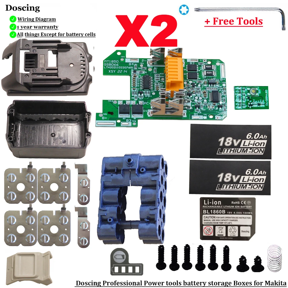 2 Sätze bl1830 Li-Ionen-Batterie gehäuse Lades chutz platine Box für Makita 18V Batterie LED-Anzeige bl1860 bl1850 bl1840