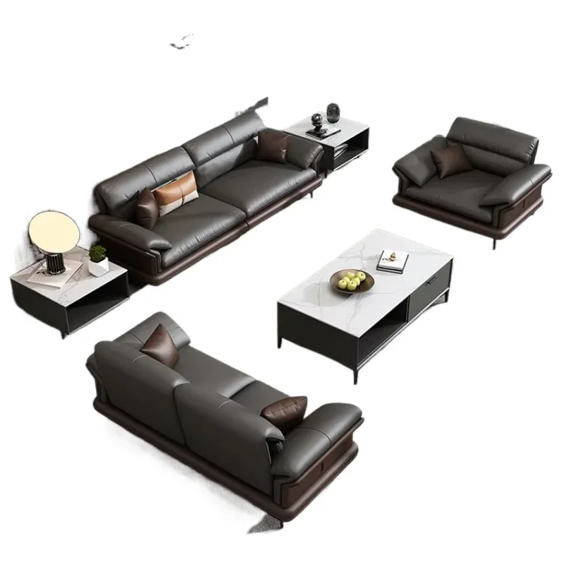 Orange wooden modern executive design Italian style office furniture leather sofa cover
