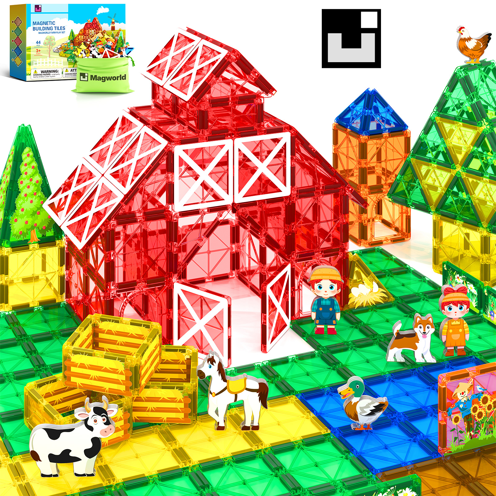 Magworld Magnetic Tiles Farm Animal Set 6 Magworld Magnetic Tiles Farm Animal Set