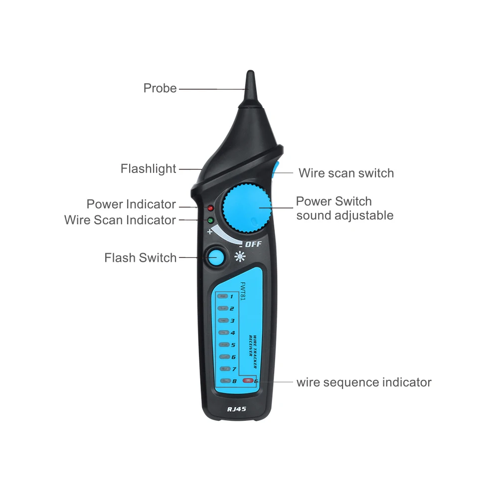 FWT81 Network Cable Tester Dual Knob Touch Switch Wire For Telephone Line Sorting And Continuity Test Tool